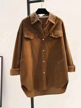 Women's Solid Color Drop Shoulder Long Sleeve Single-Breasted Casual Shirt, Autumn